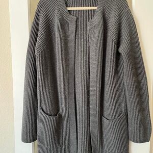 Boden Women's Chunky knit Open Front Long Cardigan Pockets Gray Size Large